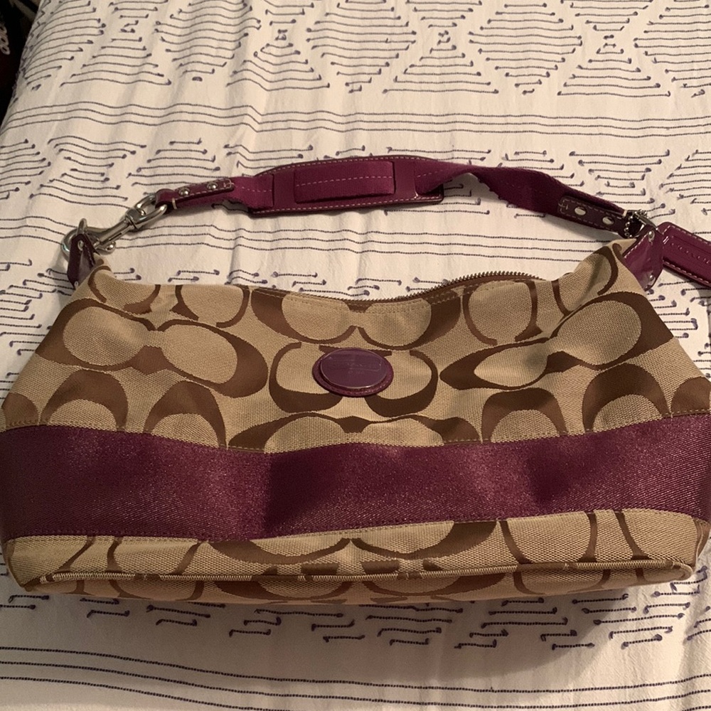 Coach C purse in purple and brown - great condition